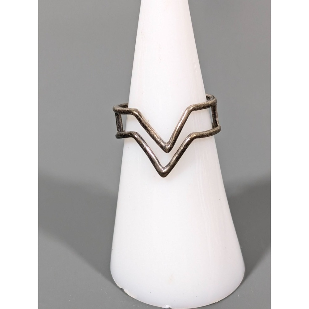 Sterling Silver‎ 925 Double V Shape Ring Size 6 Boho